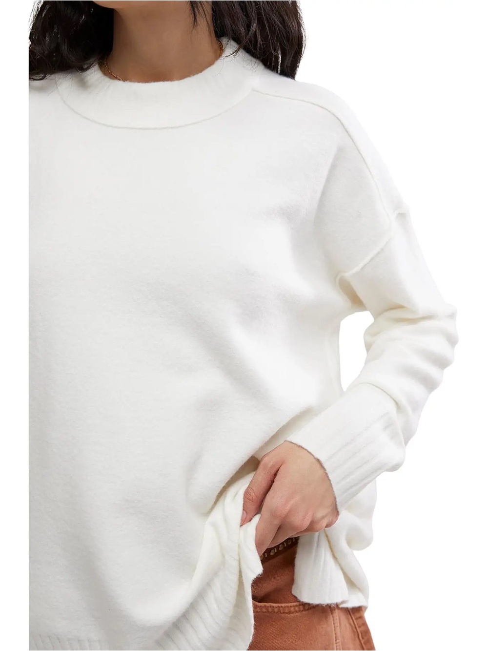Free People Women’s Pullover Sweater in Stark White Size Medium NWT - Picture 2 of 4